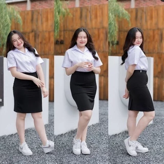 กระโปรงนักศึกษาทรงเอ ไซต์ใหญ่ สาวอวบพลัสไซต์🧋กระโปรงนักศึกษา ทรงเอ กระโปรงทรงเอผ่าหลัง ความยาว20-26นิ้ว • เอว33-45