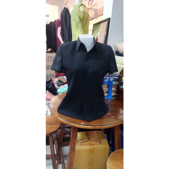 เสื้อซาฟารีหญิงปกเซิ้ตแขนสั้นเข้ารูป