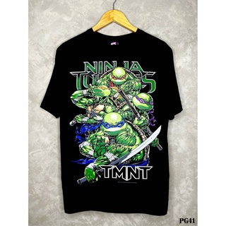 Tmntเสื้อยืดสีดำสกรีนลายPG41