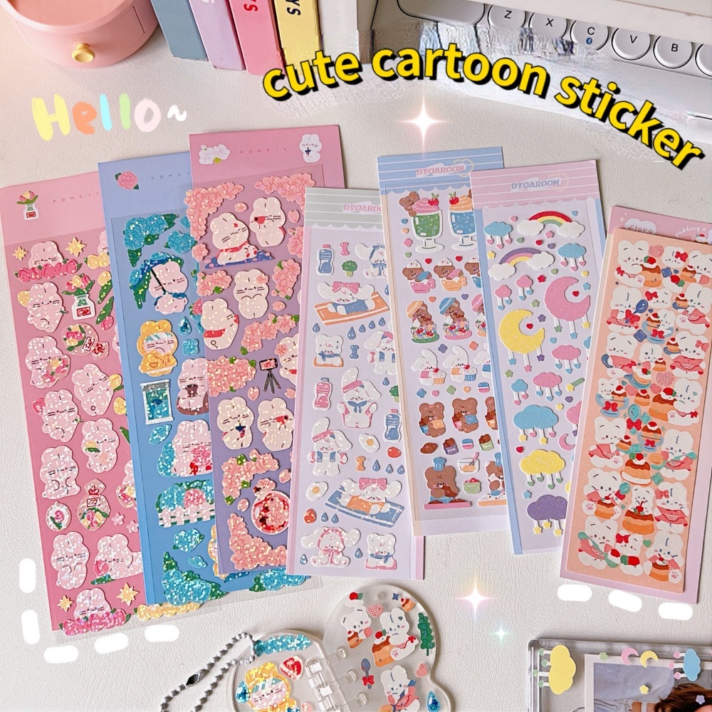 Yoyo สติกเกอร์ ลายการ์ตูนหมีน่ารัก DIY สําหรับโน้ตบุ๊ก เครื่องเขียน