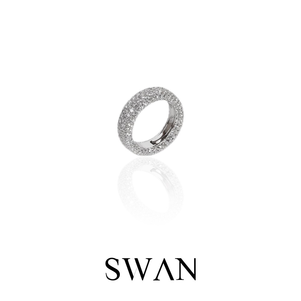 [ส่งด่วนฟรี]SWAN - Pave Ring แหวนเงินแท้ ฝังเพชรคิวบิกเซอร์โคเนีย cubic zirconia