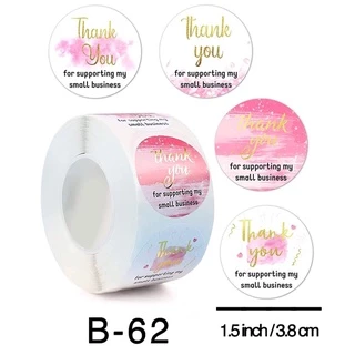 สติ๊กเกอร์Thank you ขนาดใหญ่ ขนาด 1.5 นิ้ว(3.8 ซม) 500 ดวง/ม้วนพร้อมส่ง(ซื้อครบ10ม้วนแถมม้วนใหญ่1.5นิ้ว 1ม้วน)