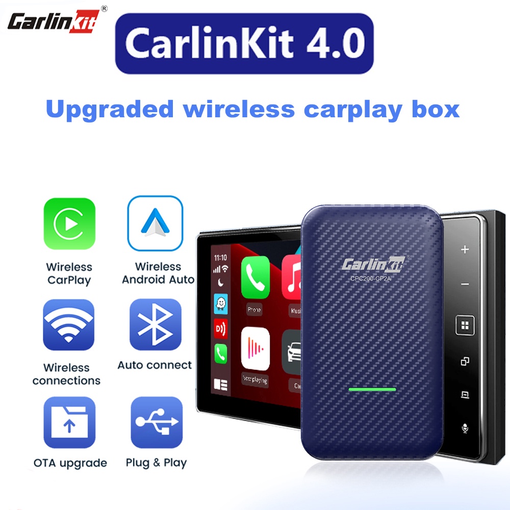 CarlinKit 4.0 อัพเกรด CarPlay แบบมีสายเป็น CarPlay แบบไร้สายและไร้สาย Android Auto USB Adapter Dongle เครื่องเล่นมัลติมีเดียในรถยนต์