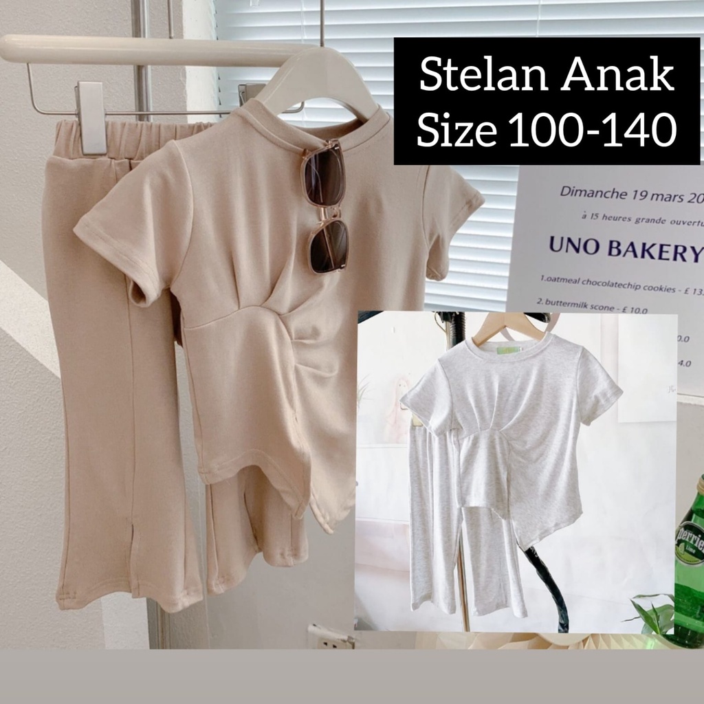 (LOLI-JKT) BS-218 GIRLS SET CREAM GREY SIDE SIZE 100-140