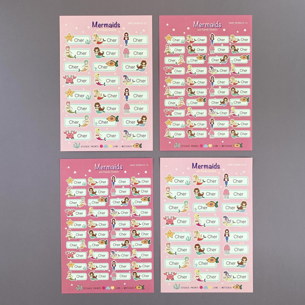 สติ๊กเกอร์ชื่อ กันน้ำ ลาย MERMAIDS ( Name Sticker 4 sheet / set ) ราคา ถูกที่สุด ดีลบีเคเค แกลเลอรีภาพที่ 2