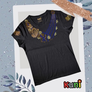 K107 เสื้อยืดผู้หญิง  สร้อยคอลายผีเสื้อ  Butterfly Necklace Bling Tees by kunibrand