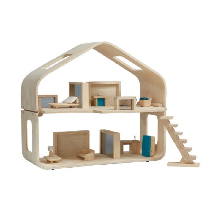 PlanToys ของเล่นไม้ 7122 Contemporary Dollhouse บ้านตุ๊กตาร่วมสมัย เสริมพัฒนาการ สำหรับเด็กอายุ 3 ปี