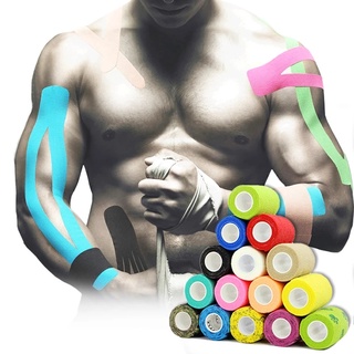 [5m Colorful Muscle  Athletic Wrap Tape][ Waterproof Breathable  Self Adhesive Elastic Bandage ][Sports Elastic Recovery Strapping][Muscle Strain Injury Care Bandage ][Knee Muscle Pain Relief Care Tape]