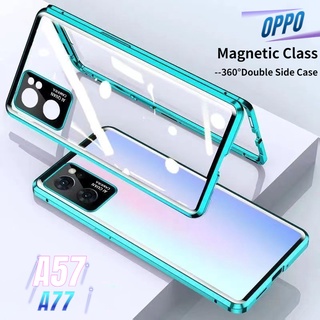 360° เคสโทรศัพท์มือถือแบบใส กันกระแทก สองด้าน สําหรับ OPPO A57 A77 2022 5G A 57 77