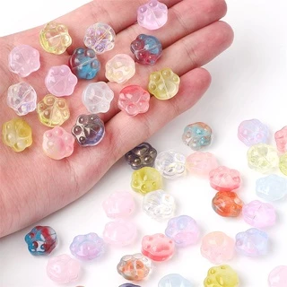 20ชิ้นน่ารักหมีตีนอุปกรณ์เสริมแก้วสีลูกปัดทําเองทําสร้อยข้อมือต่างหูจี้วัสดุ