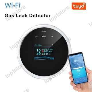 ~NEW~ Tuya Smart Wifi Combustible Gas Leak Detector With Temperature Sensor LCD Display USB Power Supply TOP1