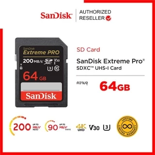 SanDisk Extreme Pro SD Card SDXC 64GB ( SDSDXXU-064G-GN4IN ) ความเร็วอ่าน 200MB/s เขียน 90MB/s