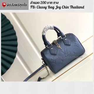 [งานออ ริ เทพ]🔥ห ลุ ย ส์ Speedy Bandouliere สีน้ำเงินประทับลาย Monogram 20cm.🔥ภาพถ่ายงานจริง