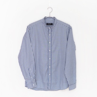 Gingham Band Collar Shirt