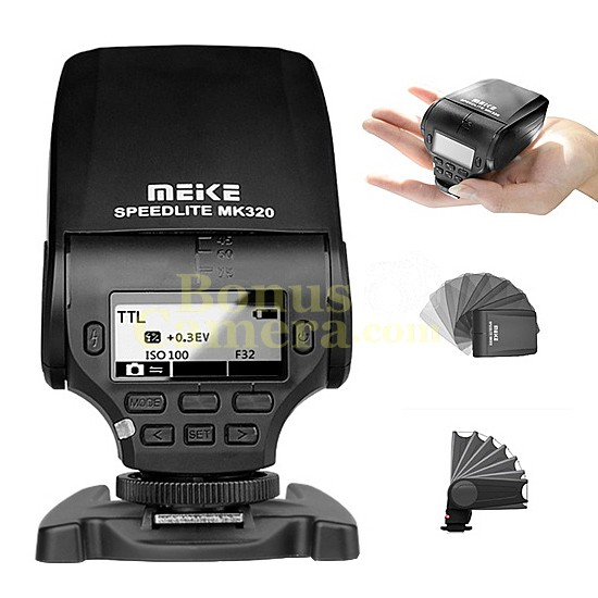 MK320 แฟลชและไฟ LED สำหรับแคนนอน EOS M,M2,M3,M5,M6,M50,Kiss M,EOS 100D,200D,Kiss X7,X9 Canon Flash