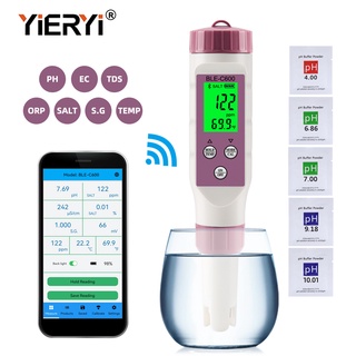 Yieryi เครื่องวัดค่า PH ดิจิทัล บลูทูธ แบบพกพา 7-in-1 PH EC TDS salinity S.G ORP เครื่องทดสอบอุณหภูมิ ความแม่นยําสูง เหมาะสําหรับไฮโดรโปนิก การเกษตร การเพาะพันธุ์