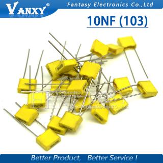 ตัวเก็บประจุพลาสติก 10 nf 103 j 100 v 5 มิลลิเมตร 20 ชิ้น