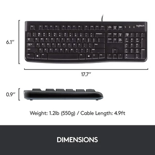 🔥ขายดีส่งไว🔥KEYBOARD (คีย์บอร์ด) LOGITECH K120 USB B100 คีย์ไทย-อังกฤษ รูปแบบมาตรฐาน ประกัน 3 ปี