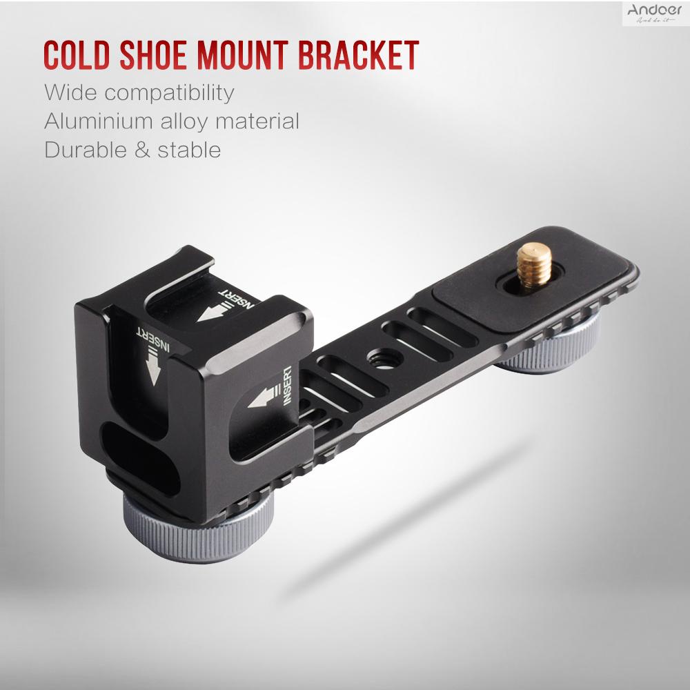 Universal Aluminium Alloy Gimbal Extention Bar Bracket Adapter with 4 Cold Shoe Mount 1/4 Inch Screw Adapter for LED Video Light Microphone for Zhiyun Smooth Series FeiyuTech Vimbl
