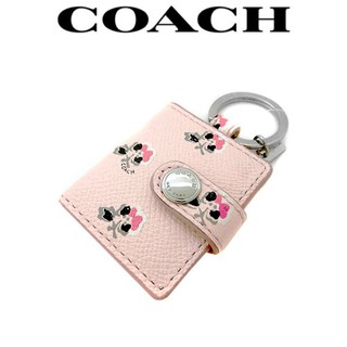 Coach Picture Frame Key chain Silver with Pink Floral 63787