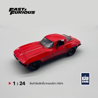 Lettys 1966 Chevy Corvette Red "Fast &amp; Furious" model 1:24 Movie Diecast Model Car by Jada