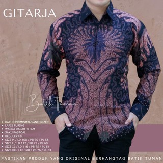 Baju BATIK GITARJA UNGU เสื้อเชิ้ตแขนยาว ผ้าบาติก สีน้ําเงิน สําหรับผู้ชาย