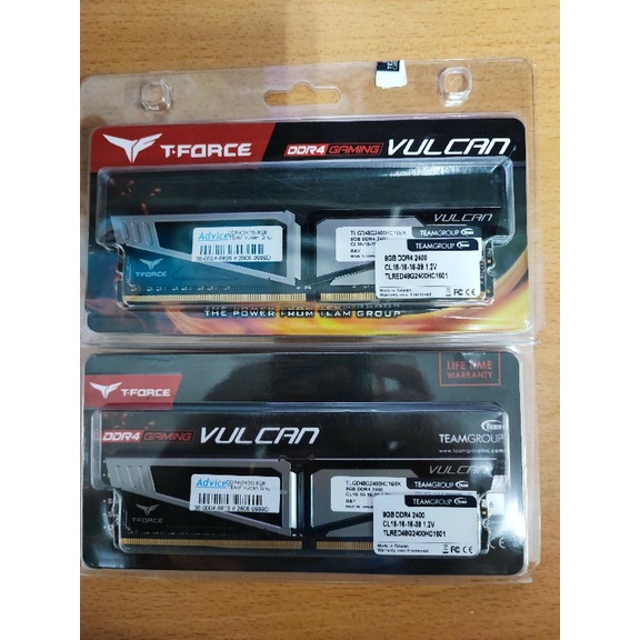 TEAM T-Force RAM DDR4(2400) 16GB (8GBX2) TEAM Vulcan Gray