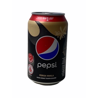 Pepsi Vanila,เป๊ปซี่ รส วานิลา รุ่น กระป๋อง 325ml สินค้านำเข้าจากมาเลเซีย 1 กระป๋อง/บรรจุปริมาณ 325ml สินค้าพร้อมส่ง!!