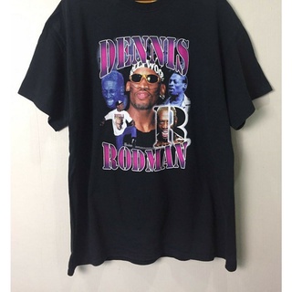 [100% Cotton] - เสื้อยืดลําลอง แขนสั้น พิมพ์ลาย Dennis Rod Bad Chicago Bulls สีดํา เข้ากับทุกการแต่งกาย สไตล์วินเทจ สําห