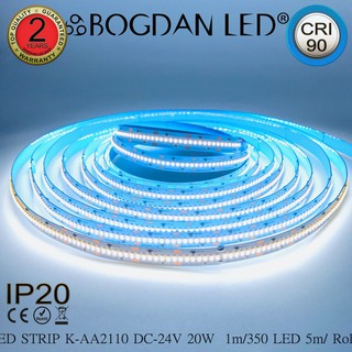 LED STRIP K-AA2110-350-6500K DC-24V  20W/1M IP20 ยี่ห้อBOGDAN LED แอลอีดีไฟเส้นสำหรับตกแต่ง 1750LED/5M 100W/5M Grade A