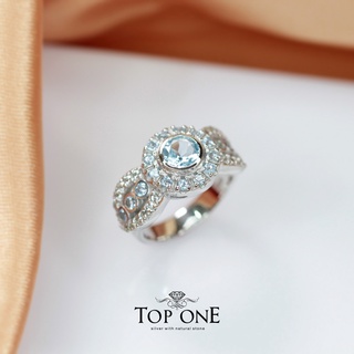 Top1Jewelry แหวนเงินแท้925 พลอย Blue Topaz แท้