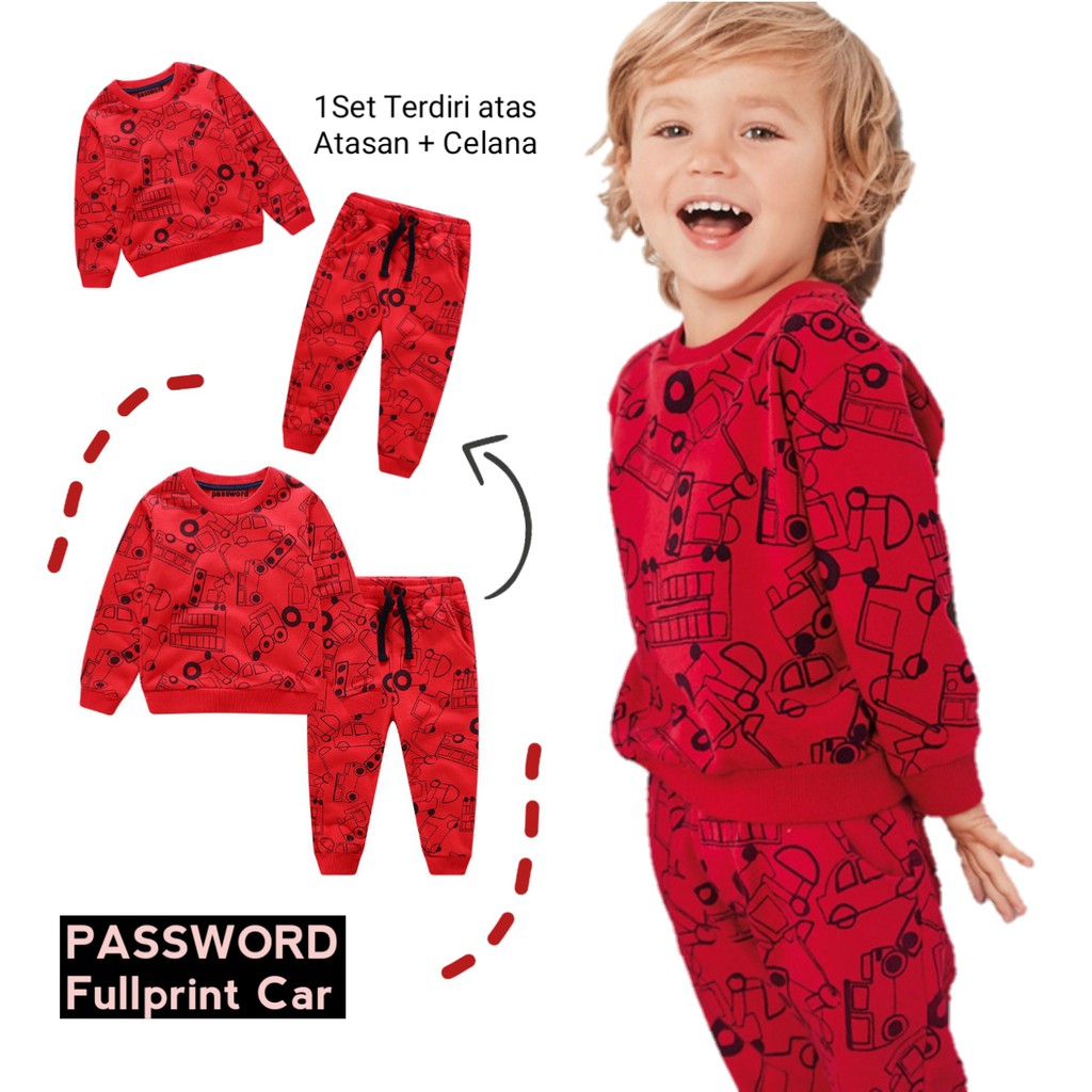 4.4 heybaby PASSWORD FULLPRINT CAR เสื้อกันหนาว Set 1 - 7 ปีเสื้อผ้าเด็กคุณภาพ