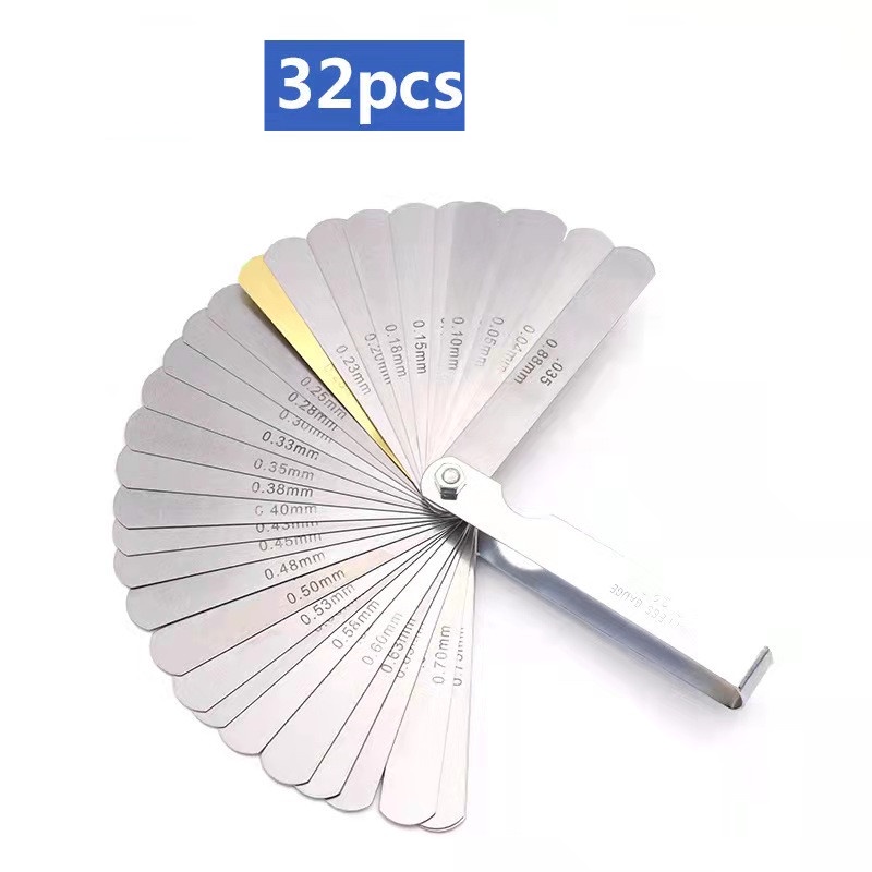 32 ใบมีด Feeler 32 ใบมีด Feeler Gauge เมตริก Gap FILLER 0.04-0.88mm เครื่องวัดความหนาสำหรับวัดเครื่องมือ