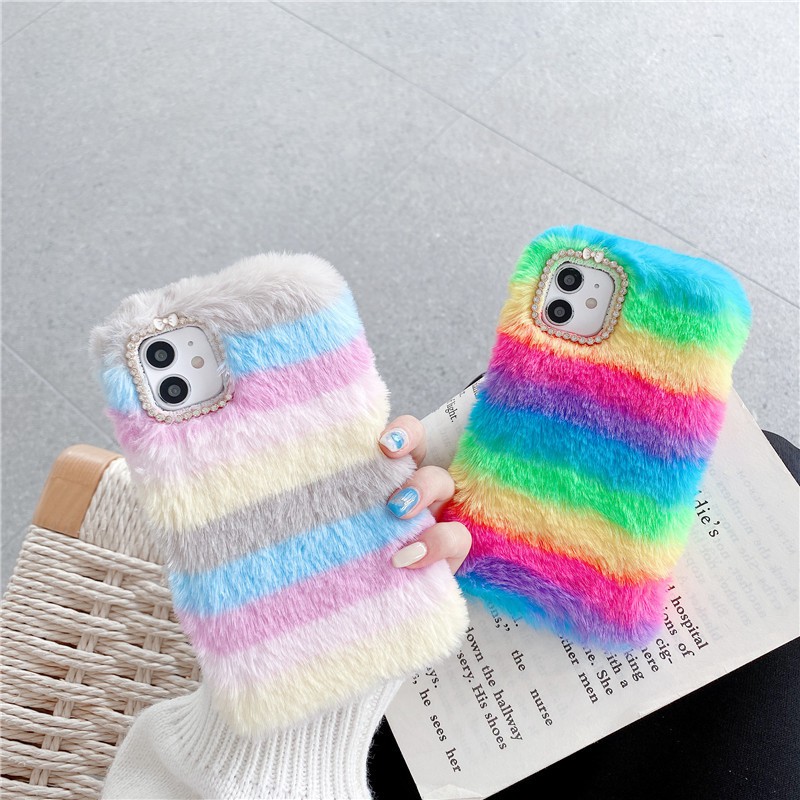 น่ารักสีสัน Fluffy Plush Soft สําหรับ VIVO V3 V3MAX Y75 Y79 X20 X5L X5PRO X6 X9 X9S V5 V7 PLUS X7 V5
