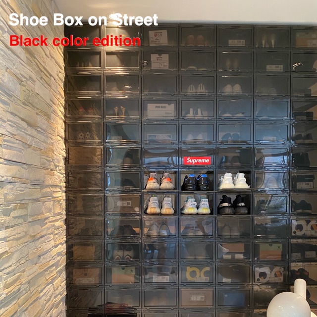 กล่องรองเท้า Shoe Box on Street รุ่น V1 สีดำ 1 ชุด มี 6 กล่อง โปรดอ่านรายละเอียดก่อนสั่งซื้อด้วยค่ะ