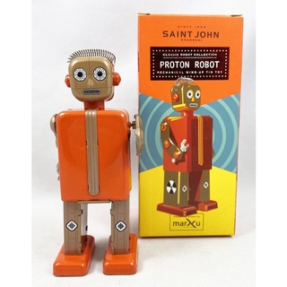 Kentoyshop (พร้อมส่ง) ของเล่นสังกะสีหุ่นยนต์ไขลาน Proton Robot Mechanical Walking Tin Robot Limited Edition (St.John)