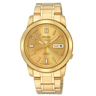 SEIKO 5 Automatic Mens Watch Stainless Strap รุ่น SNKK20K1 - สีทอง