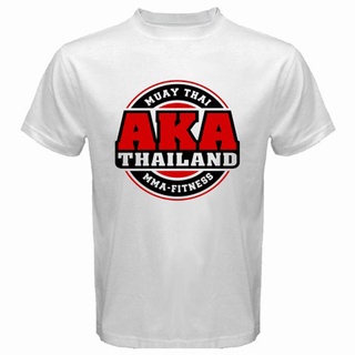 เสื้อยืดสีขาวเสื้อยืด พิมพ์ลายโลโก้มวยไทย Aka Thailand Mma Muay สีขาว สําหรับผู้ชายS-4XL