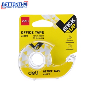 Deli A30211 Invisible Tape เทปขนาดพกพาแบบเขียนได้ ยาว 300 นิ้ว พร้อมแท่นตัดเทปแบบใส อุปกรณ์การเรียน แท่นเทป เทปแบบใส