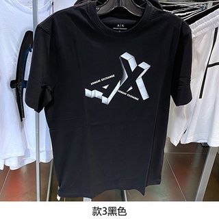 Armani เสื้อยืดลําลอง คอกลม แขนสั้น ผ้าฝ้าย พิมพ์ลายตัวอักษร สําหรับผู้ชาย