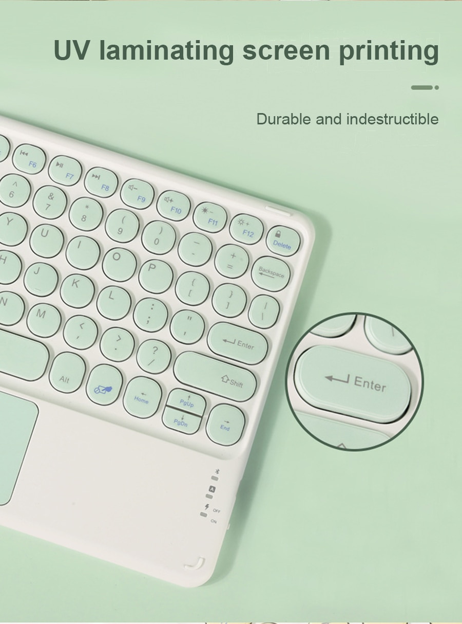Xumu 10inch Mini Wireless Bluetooth Keyboard With Touchpad Round Keycap Button Key For iPad Pro 11 12.9 9.7 10.5 7th 8th 9th Gen 10.2 Air 4 4th gen 10.9 inch 2020 2021 Portable Magnetic Detachable Keypad Mouse For iPad Tablet Laptops Android Smart Phone #8
