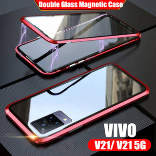 Vivo V21 V21 E V21E V20 Pro SE V20Pro V20SE Y33s Y33 s 4G 5G Magnetic Adsorption Metal Phone Case Shockproof Casing Double Sided Tempered Glass Hard Full protection Back Cover