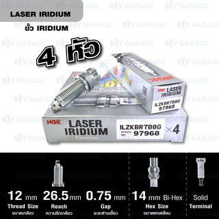 NGK หัวเทียน LASER IRIDIUM ILZKBR7B8G ใช้สำหรับรถยนต์ Mini Cooper ปี 2007 ขึ้นไป - Made in Japan
