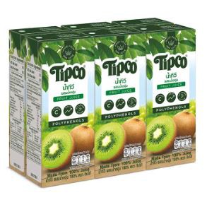 ส่งฟรี  ทิปโก้ น้ำกีวี ผสมน้ำองุ่น100% ขนาด 200ml ยกแพ็ค 6กล่อง TIPCO KIWI GRAPE JUICE     ฟรีปลายทาง