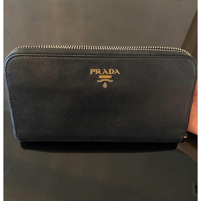 Used Prada  Saffiano leather long wallet