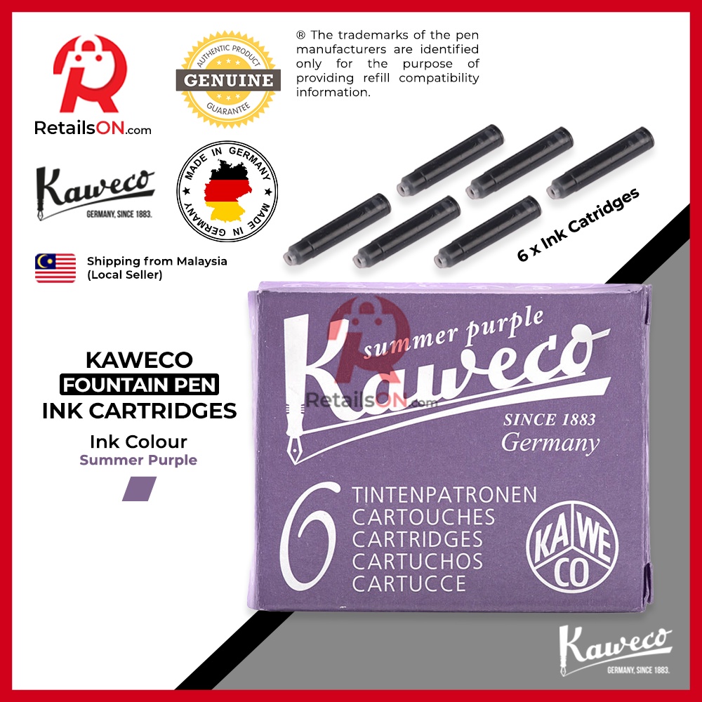 Kaweco Ink Cartridge (แพ็คละ 6 อัน) - Summer Purple / Standard Fountain Pen Ink Cartridge