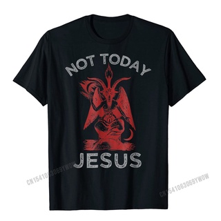 เสื้อยืด ผ้าฝ้าย พิมพ์ลาย Satan Not Today Jesus Funny Meme สําหรับผู้ชายS-5XL