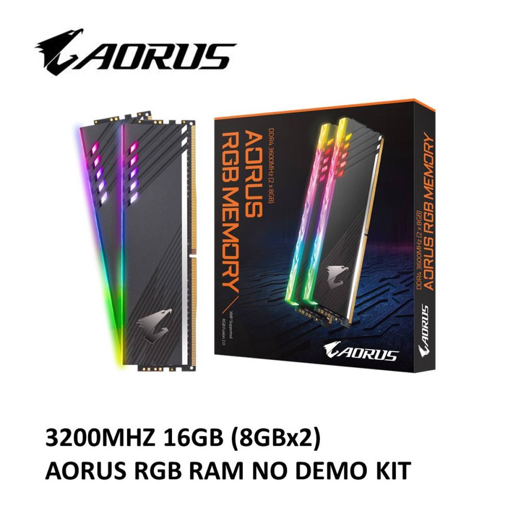 (2แถว) 16GB (8GBX2) DDR4/3200 RAM PC (แรมพีซี) GIGABYTE AORUS RGB (GP-ARS16G32)