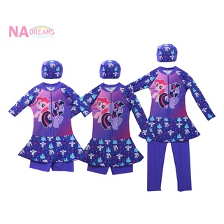 My Little Pony ชุดว่ายน้ำเด็กหญิง จาก NADreams ลายการ์ตูนโพนี่ Girl Swimwear รุ่นเด็กโต สีม่วง