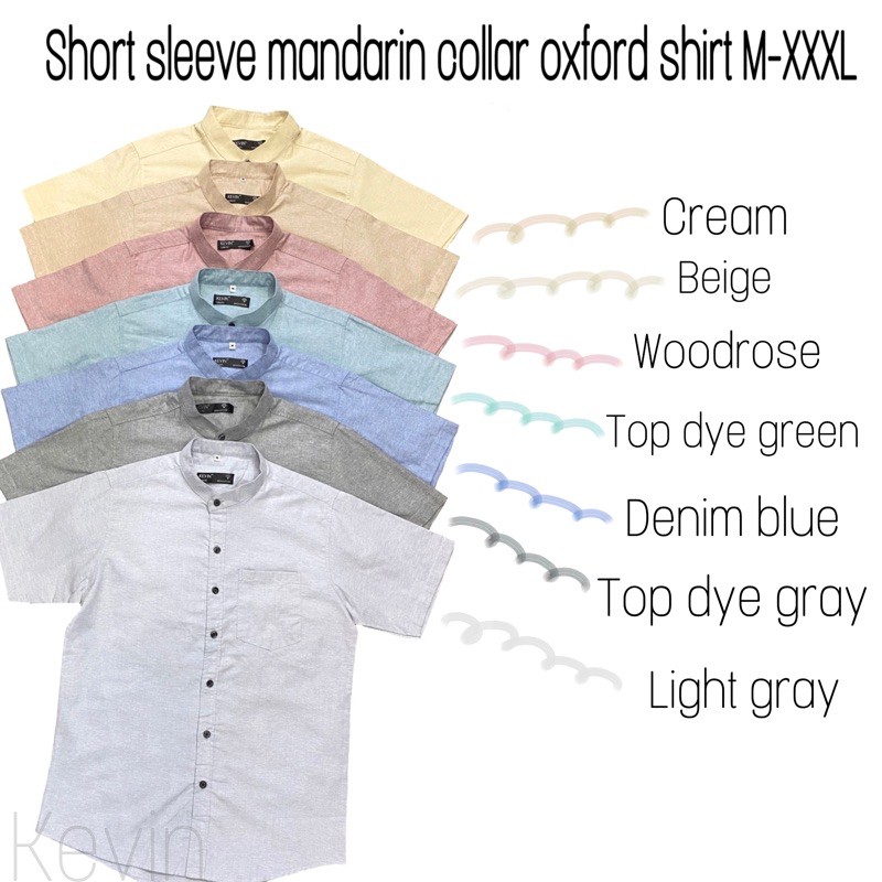 เสื้อคอจีนแขนสั้นสีพื้น M-XXXLShort sleeve mandarin collar oxford shirt